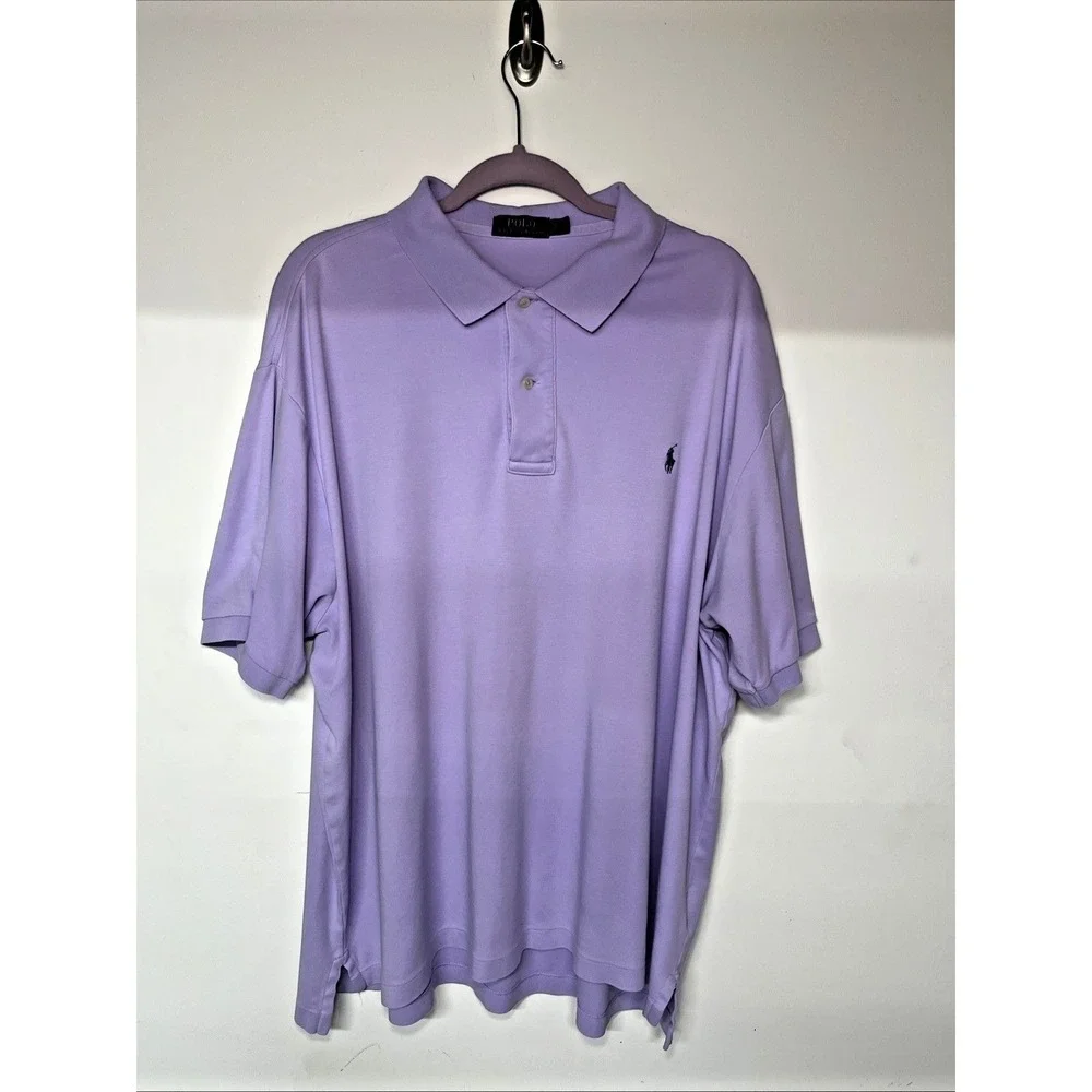 Polo Ralph Lauren Short Sleeve‎ Polo Shirt Mens 2XLT Lavender Cotton Pony Logo